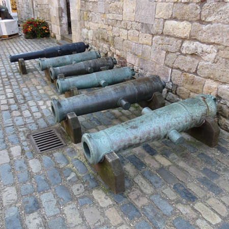 Display of old cannon barrels.の写真素材