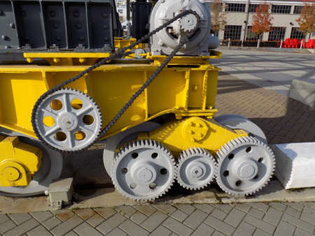 Chain and sprocket. Part of the drive train for a dockyard crane.
