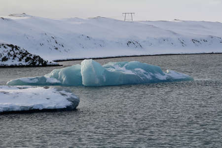 Jokulsarlon glacier lagoon. This is where icebergs break from the glacier before floating out to...