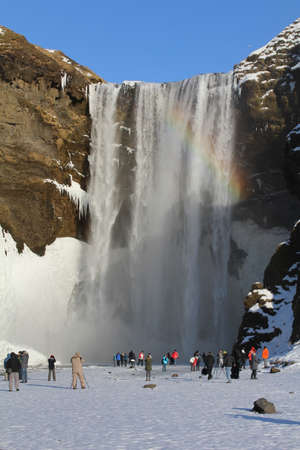 Skogafoss waterfall in Skoga, Iceland.のeditorial素材