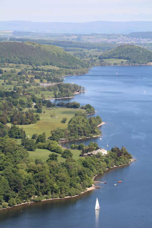 View across Coniston Water in the Lake Districtの写真素材