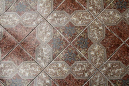 Tiled floor of a mosque in Albania.の写真素材