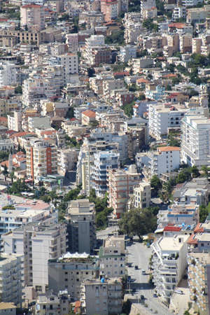 Crowded seaside city of Saranda in Albaniaの写真素材