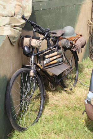 Weapon equipped bicycle. These were used by troops during the second world war to carry a variety of small arms.のeditorial素材