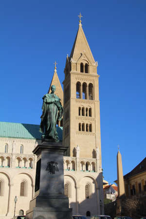 Exterior view of the cathedral in Pecs, Hungary.の写真素材