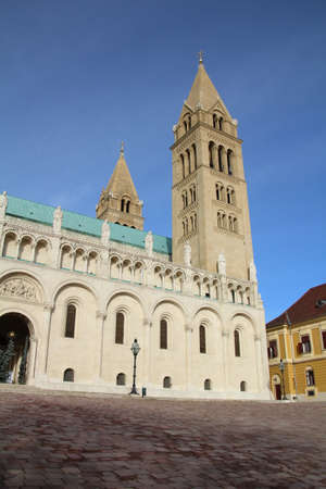 Exterior view of the cathedral in Pecs, Hungary.の写真素材