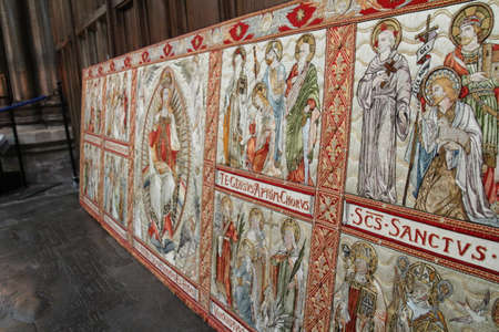 Salisbury, UK - 4 February, 2018: Medieval screen on display in the Morning chapel of Salisbury...