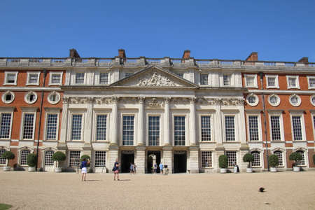 London, UK - 6 August, 2018: Exterior view of Hampton Court Palace. This was a main residence of king Henry VIII.のeditorial素材