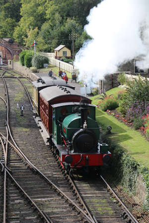 Newcastle, UK - 23 September, 2018: Restored steam train running on a private railway line as a...
