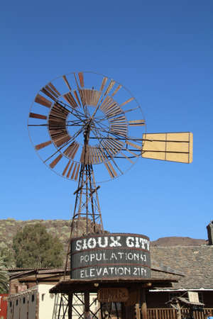 Gran Canaria, Spain - 6 October, 2019: Replica of an old American western town. Once used as a film set, it has now been named Sioux City and is a popular tourist attraction on the island, hosting re-enactments of gun fights etc.のeditorial素材