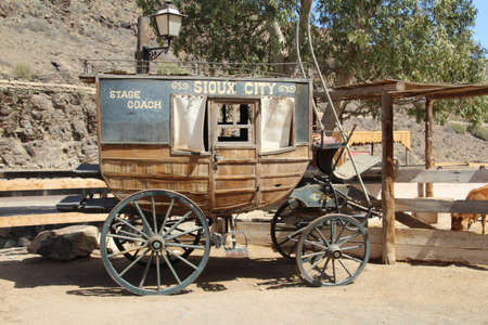 Gran Canaria, Spain - 6 October, 2019: Replica of an old American western town. Once used as a film set, it has now been named Sioux City and is a popular tourist attraction on the island, hosting re-enactments of gun fights etc.のeditorial素材