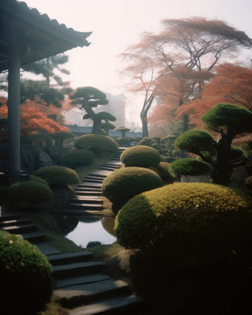 AI-Created Tranquil Japanese Nawaki Gardenの素材