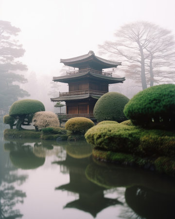 AI-Created Tranquil Japanese Nawaki Gardenの素材