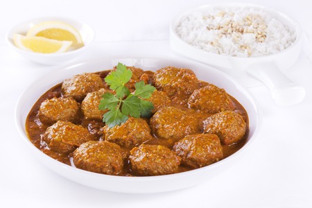 Meatballs in Sauce with Riceの写真素材