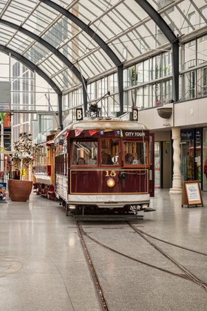 Trams at Cathedral Junction, Christchurch NZのeditorial素材