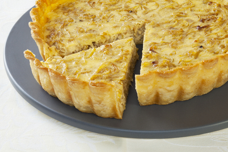 Onion Quiche with Slice Cut Outの写真素材