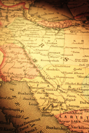 An old map of Iran or Persia centered on Shirazの写真素材
