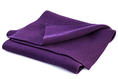 Purple scarf on white backgroundの写真素材