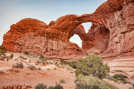 Double Arch, Arches National Park, Utah, USA.の写真素材