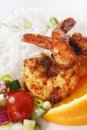 Cajun Prawns with Riceの写真素材