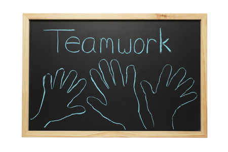 Blackboard Teamwork Handsの写真素材