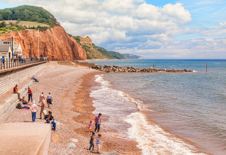 Beach at Sidmouth Dorset UKのeditorial素材