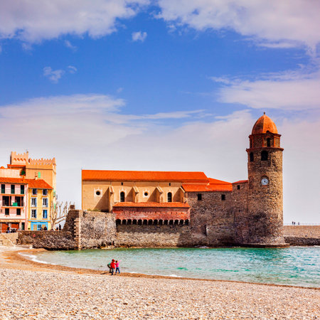 Beach at Collioure, South of Franceのeditorial素材