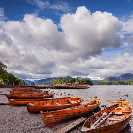 Boats on Derwentwater in the English Lake District, UKのeditorial素材