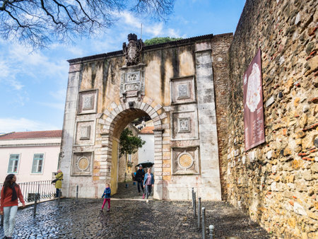 Entrance to Castle of St George, Lisbon Portugalのeditorial素材