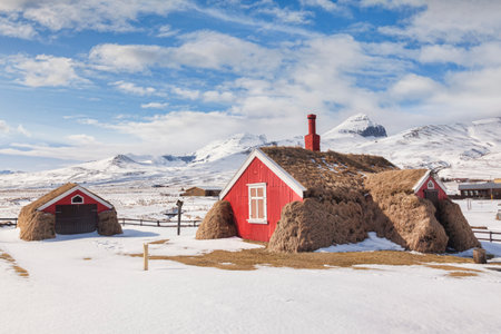 Turf House in Bakkageroi North Icelandのeditorial素材