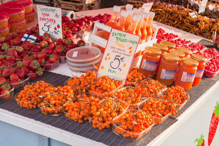 Sea Buckthorn Berries on a Market Stall