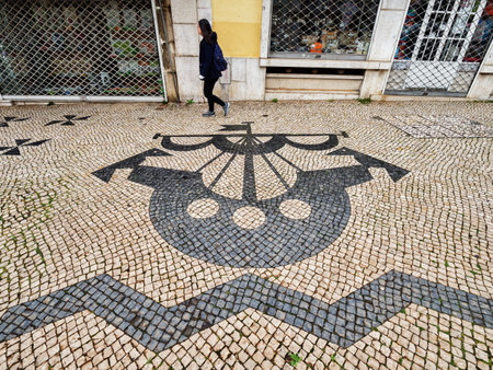 Portuguese Pavement Lisbon Portugalのeditorial素材