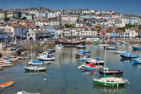 Brixham Harbour Devon UK Summerのeditorial素材