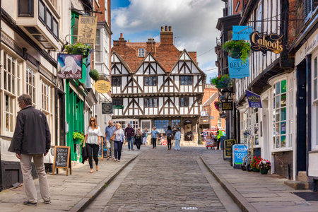 Lincoln, UK, Steep Hill and the Tourist Information Officeのeditorial素材
