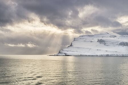 Iceland East Fiords Beams of Lightの写真素材
