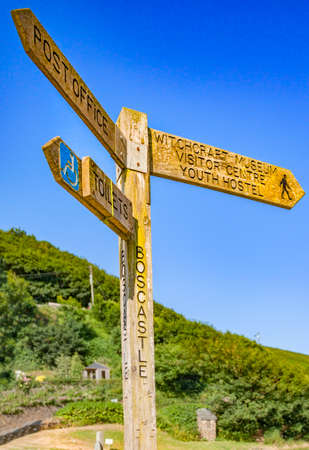Boscastle Signpost Cornwall UKの写真素材