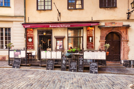Stockholm Restaurant Kaffegillet No People Blackboards Outsideのeditorial素材