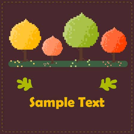 Four colorful autumn trees on the brown backgroundのイラスト素材