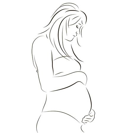 Vector illustration of a beautiful pregnant womanのイラスト素材