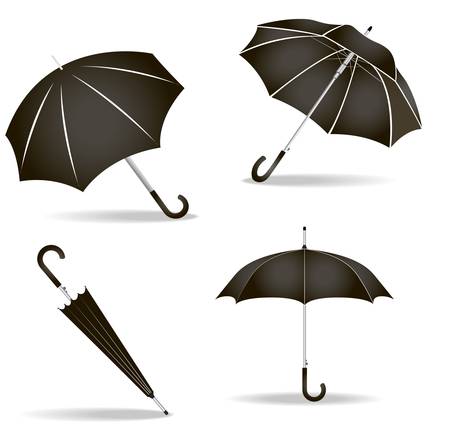 illustration of black umbrella set on white backgroundのイラスト素材