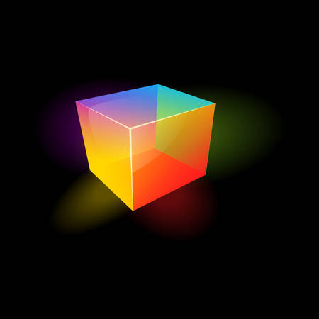 illustration of a color glass cubeのイラスト素材