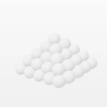 Golf balls made a pyramid on white backgroundのイラスト素材
