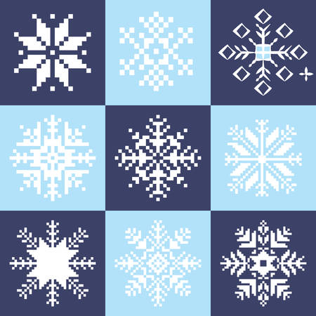 Collection of snowflakes on the blue backgroundのイラスト素材