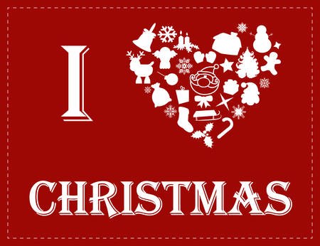 silhouettes of Christmas objects form a heartのイラスト素材