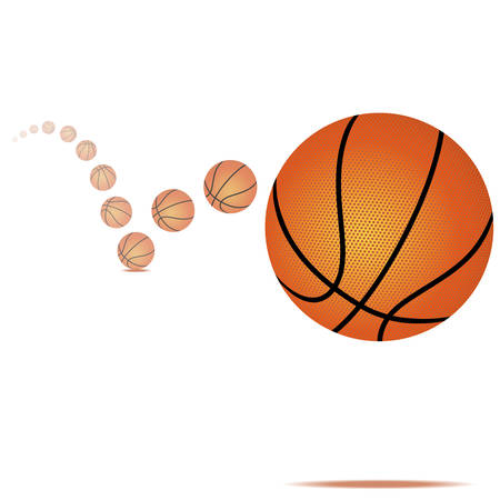 Vector illustration of a bouncing basketball on white backgroundのイラスト素材