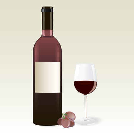 Vector illustration of a red wine with grapesのイラスト素材