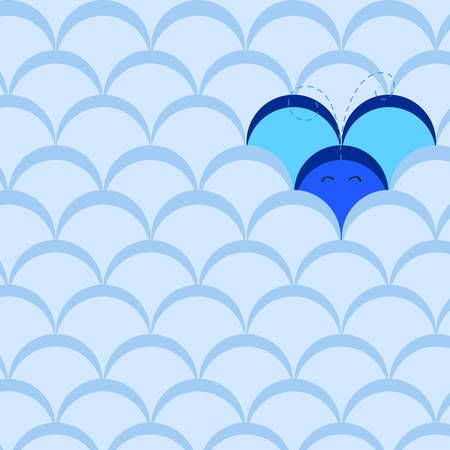 Vector illustration of a funny whale in the seaのイラスト素材