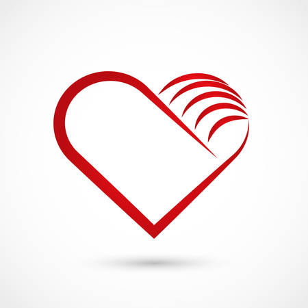 Vector illustration of a red heart on white backgroundのイラスト素材