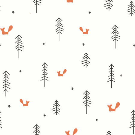 Vector illustration of a Winter Forest Seamless Patternのイラスト素材