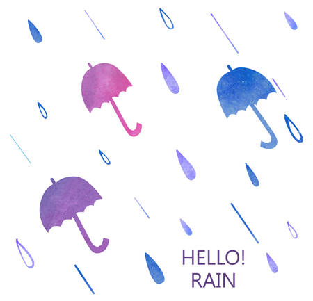 Vector illustration of a Watercolor Umbrella Setのイラスト素材